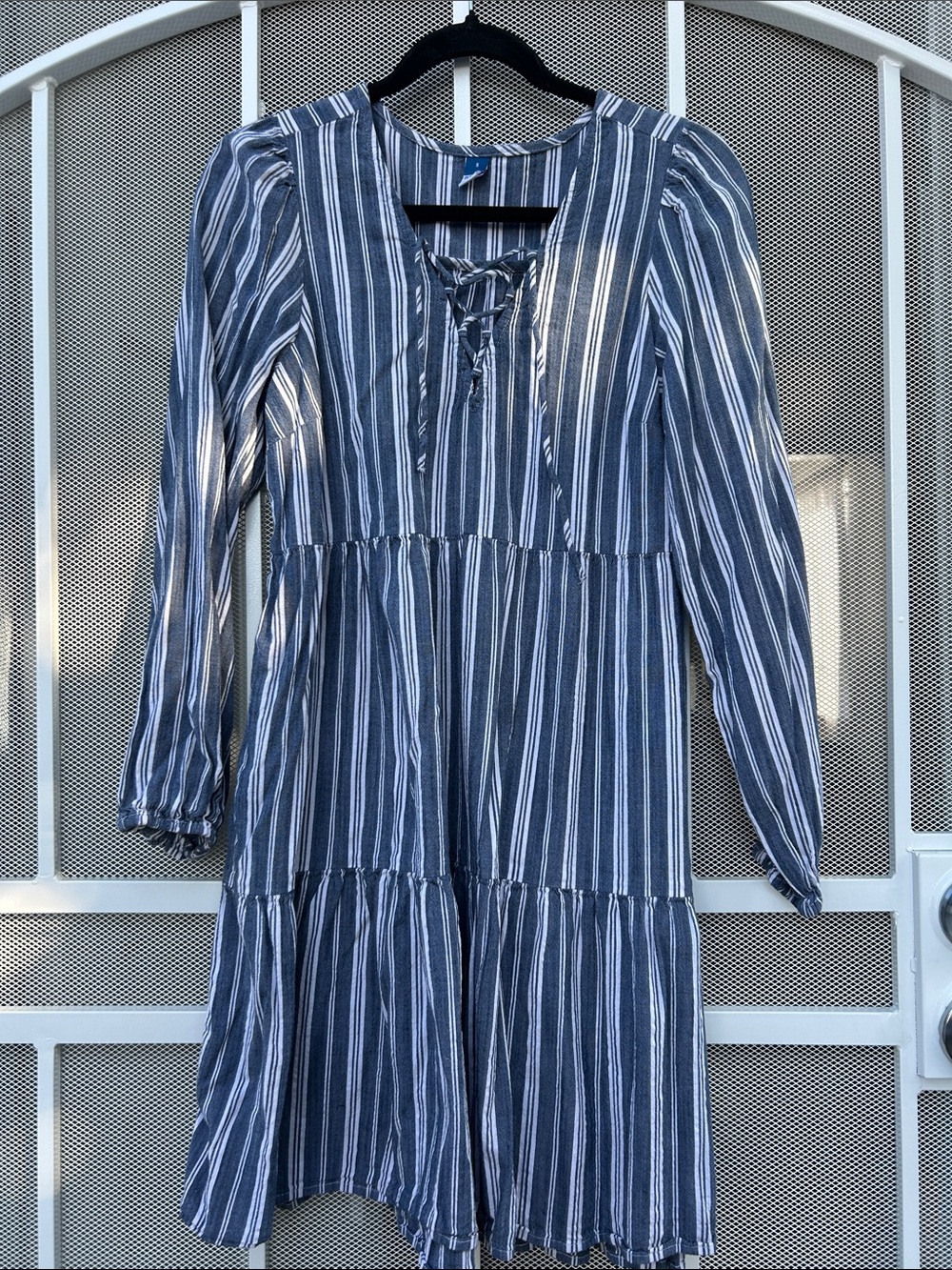 Blue Striped Long-Sleeve Dress